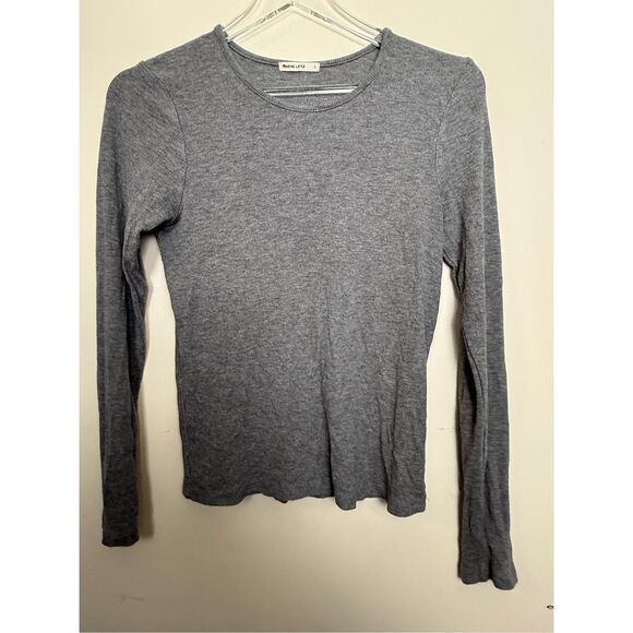 Marine Layer Lexi Rib Long Sleeve Crew Tee Gray Large Comfortable Casual Layerin - Picture 1 of 5